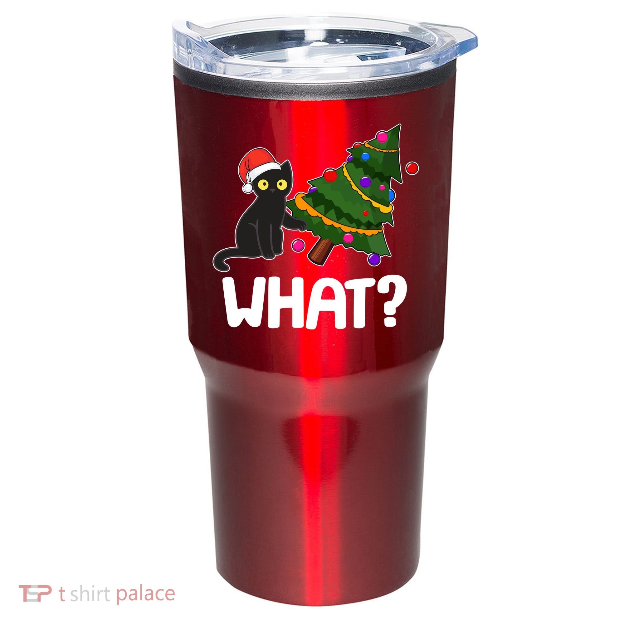 What? Bad Cat Knocking Over Christmas Tree Tumbler