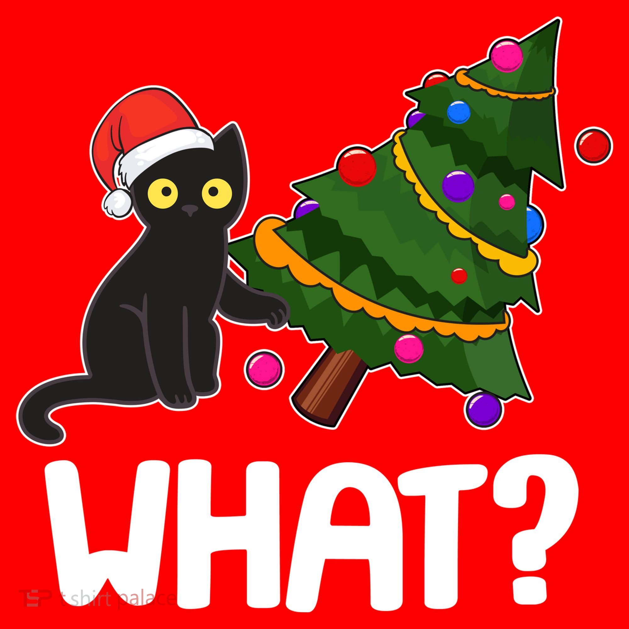 What? Bad Cat Knocking Over Christmas Tree Ornament