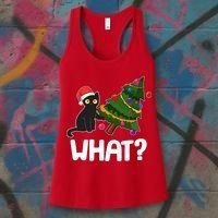 What? Bad Cat Knocking Over Christmas Tree Women's Tank Top thumb 3