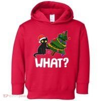 What? Bad Cat Knocking Over Christmas Tree Toddler Hoodie thumb 0