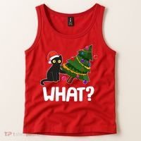 What? Bad Cat Knocking Over Christmas Tree Tank Top thumb 2
