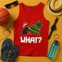 What? Bad Cat Knocking Over Christmas Tree Tank Top thumb 4