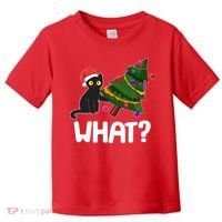 What? Bad Cat Knocking Over Christmas Tree Toddler T-Shirt thumb 0