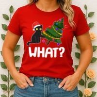 What? Bad Cat Knocking Over Christmas Tree Women's T-Shirt thumb 2