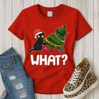 What? Bad Cat Knocking Over Christmas Tree Women's T-Shirt thumb 3