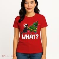 What? Bad Cat Knocking Over Christmas Tree Women's T-Shirt thumb 4
