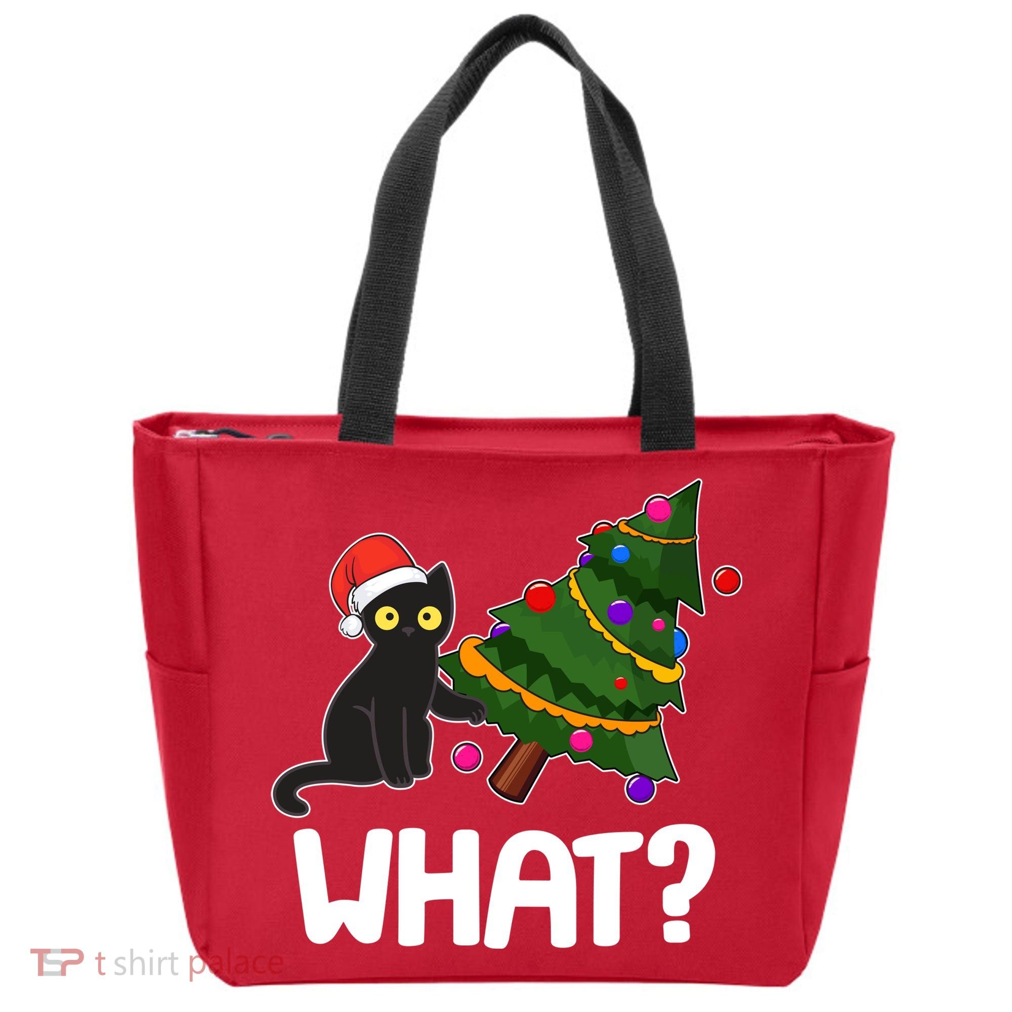What? Bad Cat Knocking Over Christmas Tree Tote Bag