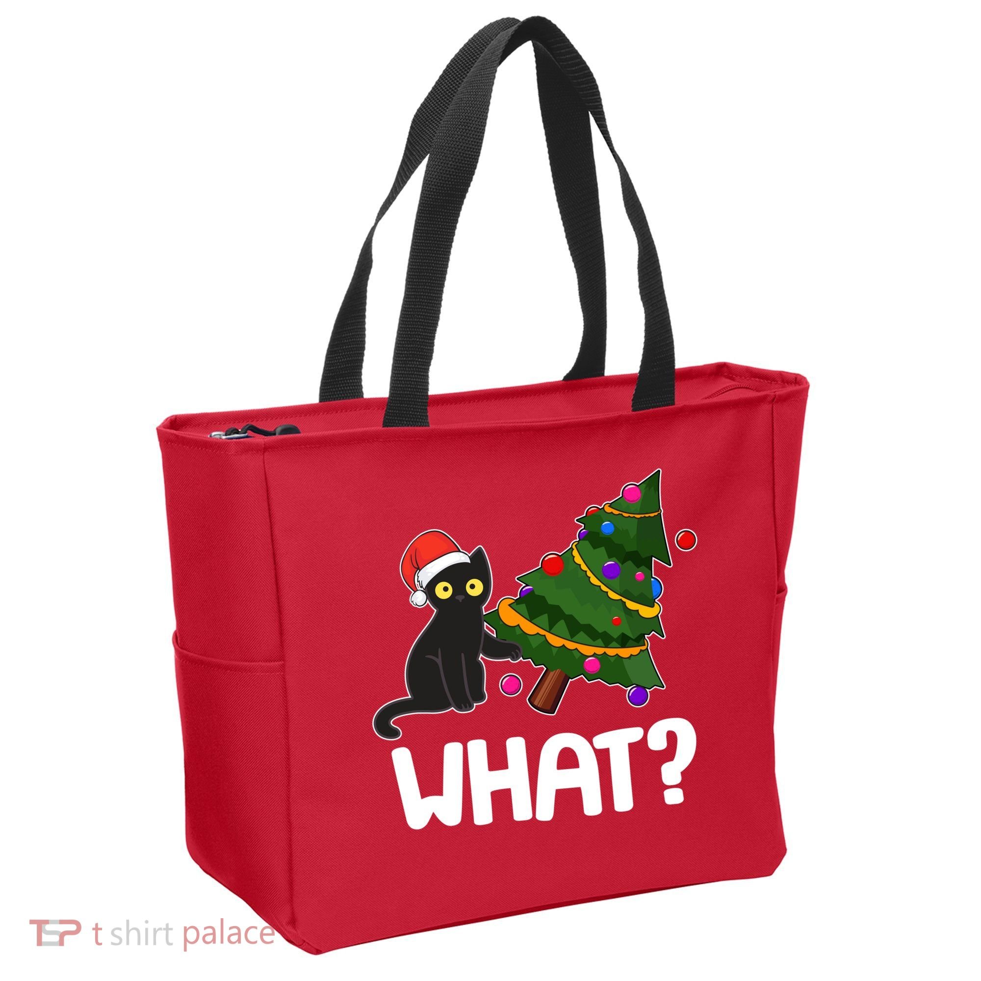 What? Bad Cat Knocking Over Christmas Tree Tote Bag