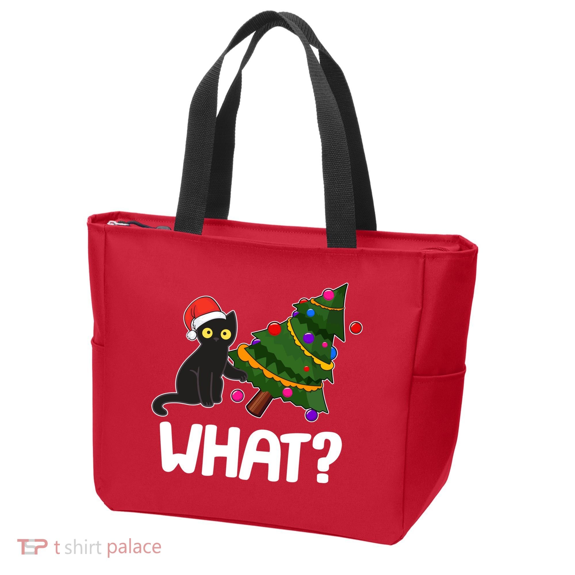 What? Bad Cat Knocking Over Christmas Tree Tote Bag