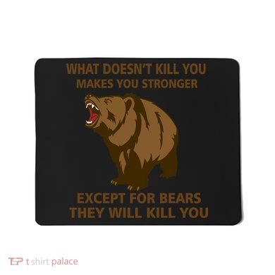 What Doesn't Kill You Makes You Stronger Except For Bears Mousepad