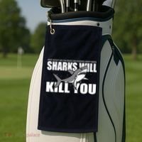 What Doesn't Kill You Stronger Except Sharks Golf Towel thumb 2