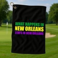 What Happens in New Orleans Stays in New Orleans Mardi Gras Golf Towel thumb 1