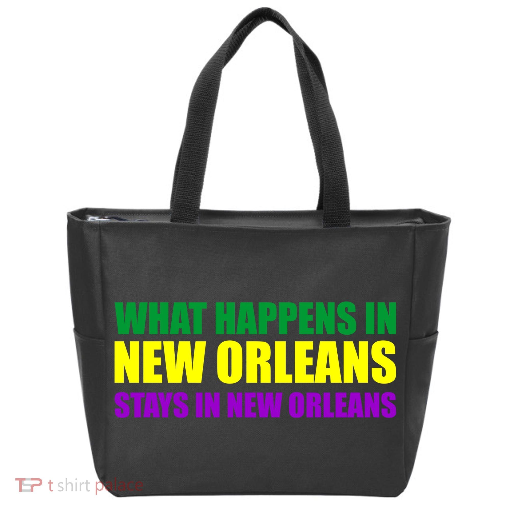 What Happens in New Orleans Stays in New Orleans Mardi Gras Tote Bag