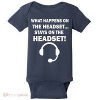 What Happens On The Headset Stays Gamer Baby Bodysuit thumb 0