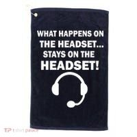 What Happens On The Headset Stays Gamer Golf Towel thumb 0
