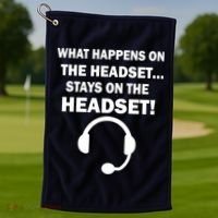 What Happens On The Headset Stays Gamer Golf Towel thumb 1