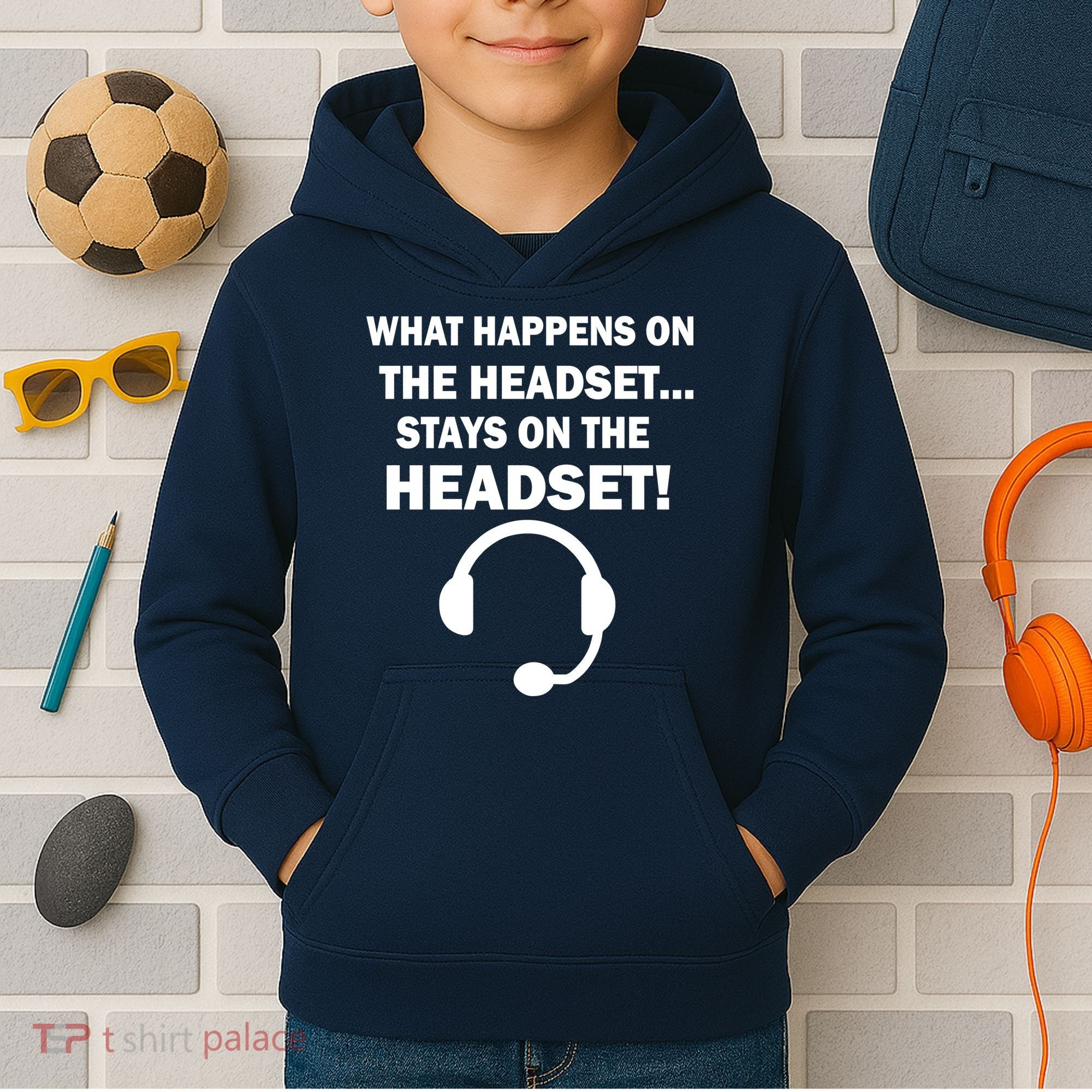What Happens On The Headset Stays Gamer Kids Hoodie