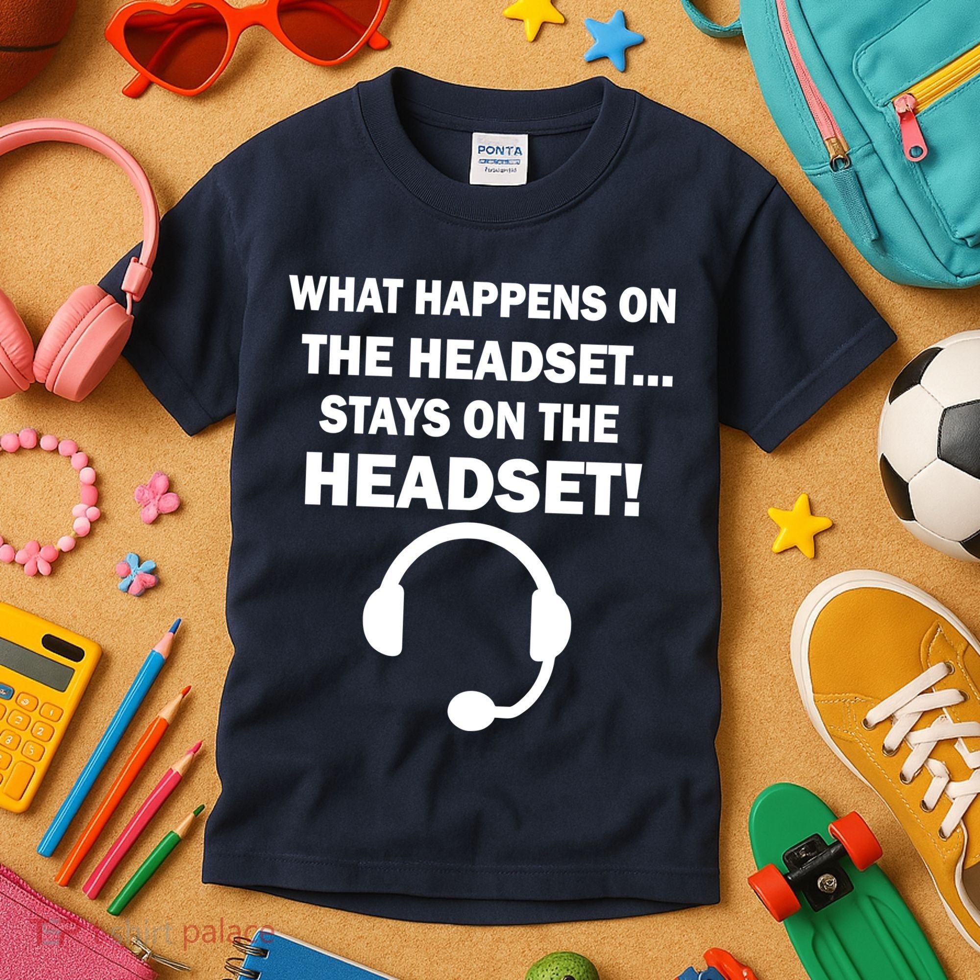 What Happens On The Headset Stays Gamer Kids T-Shirt
