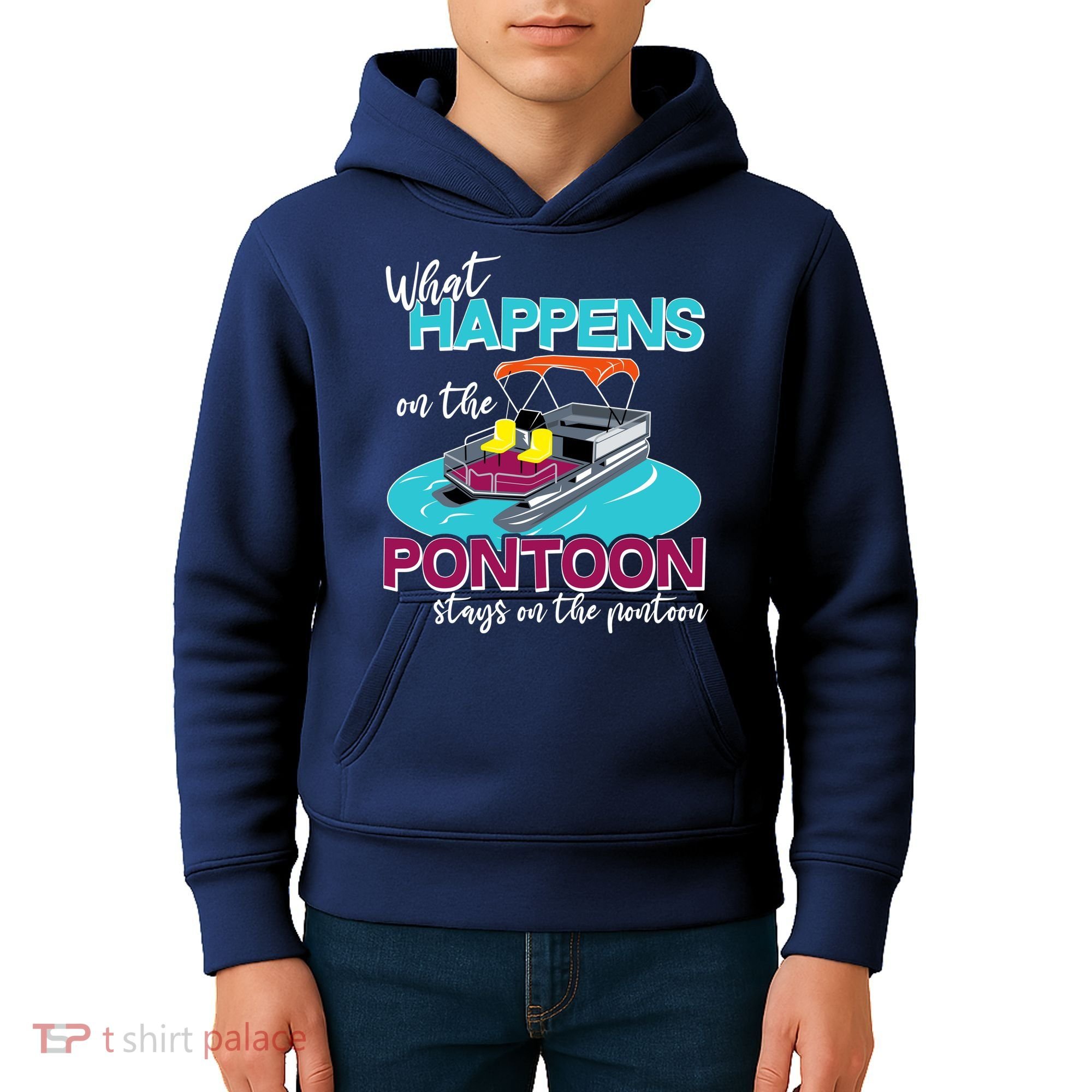What Happens On The Pontoon Stays On The Pontoon Kids Hoodie