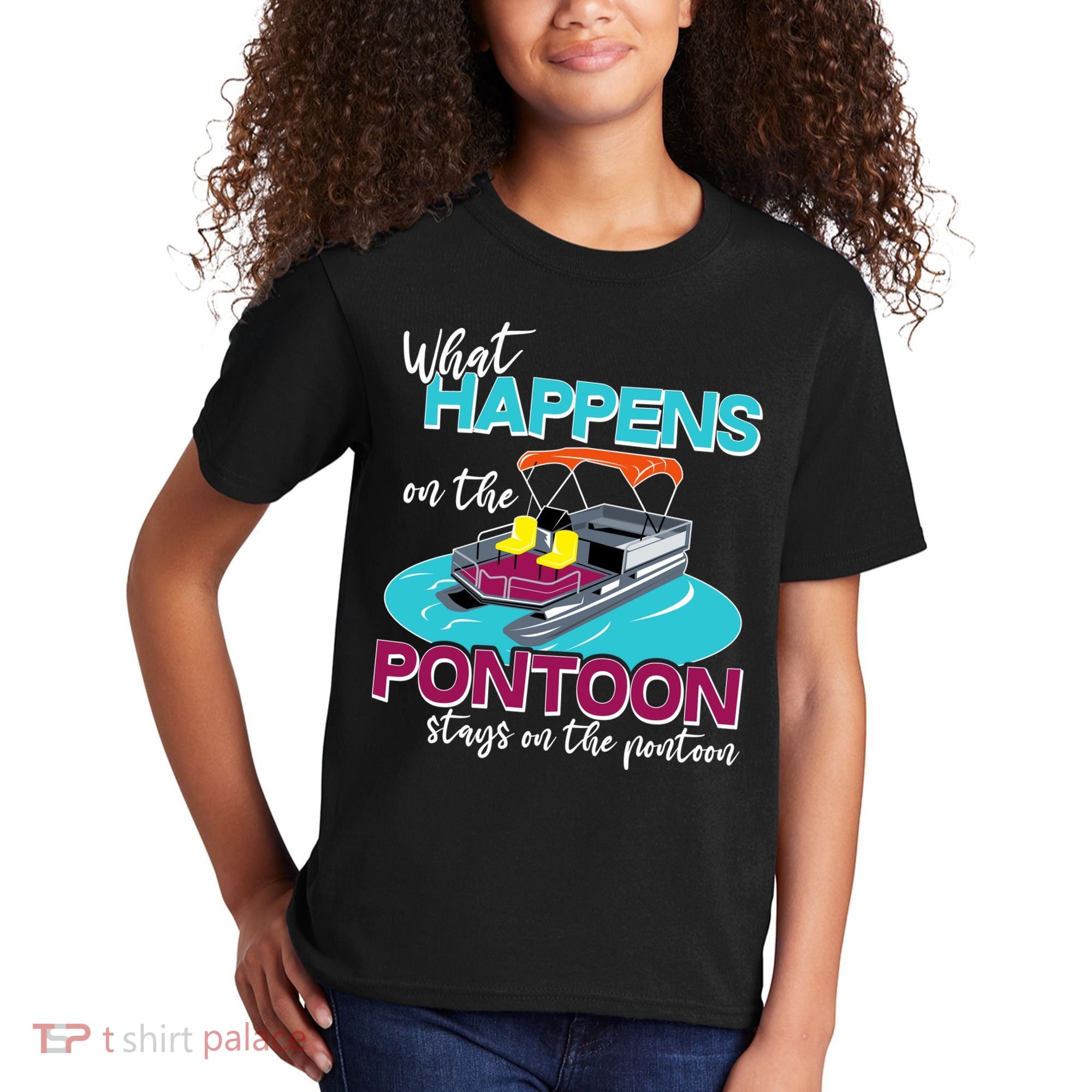 What Happens On The Pontoon Stays On The Pontoon Kids T-Shirt