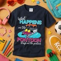 What Happens On The Pontoon Stays On The Pontoon Kids T-Shirt thumb 3
