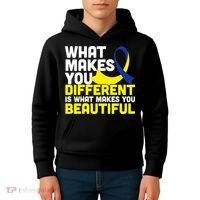 What Makes You Different Down Syndrome Awareness Kids Hoodie thumb 4