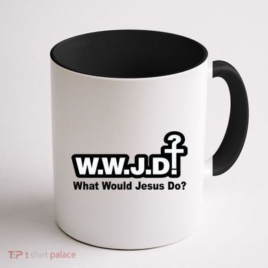 What Would Jesus Do WWJD? Coffee Mug back