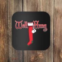 Well Hung Christmas Sock Holiday Season Coaster thumb 0