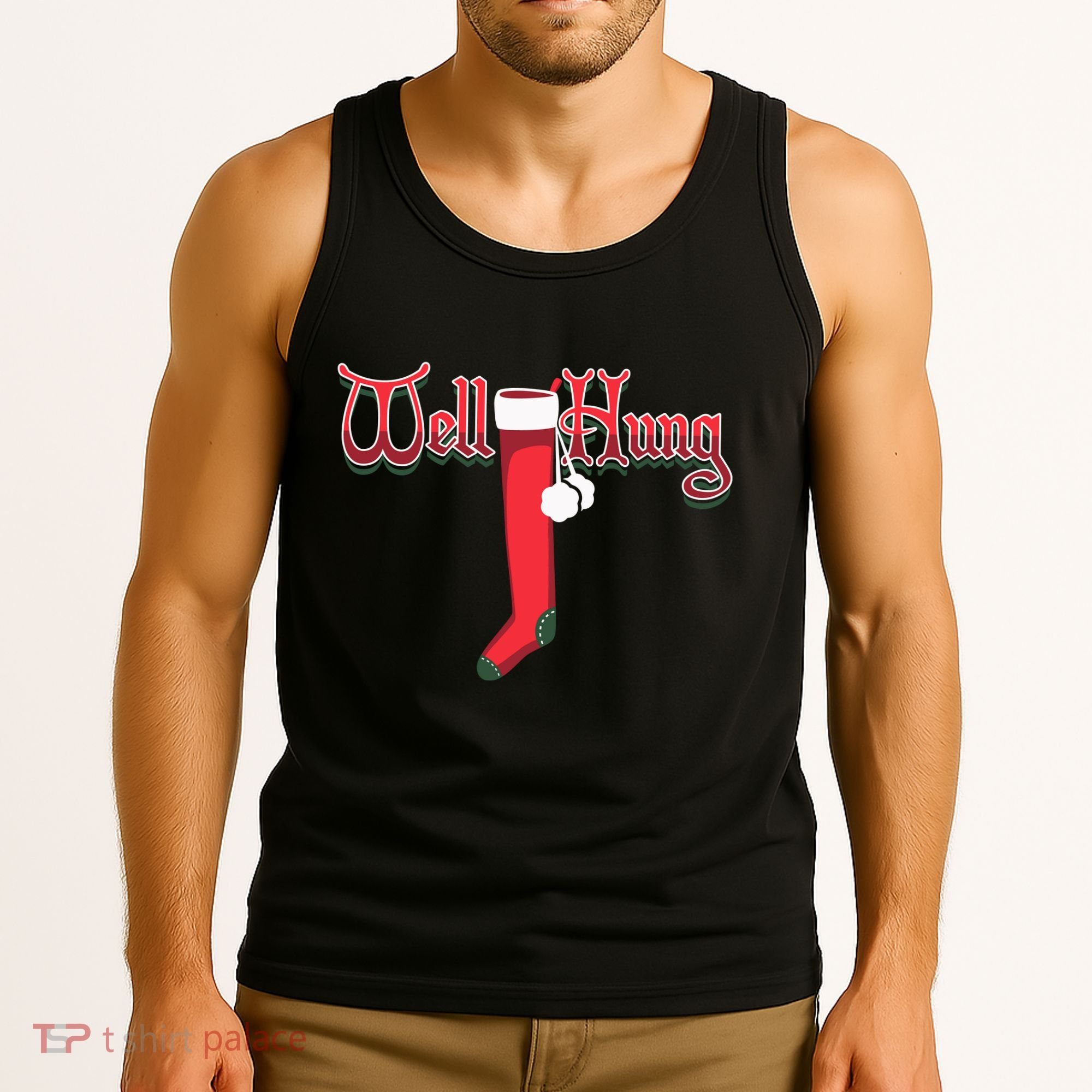 Well Hung Christmas Sock Holiday Season Tank Top