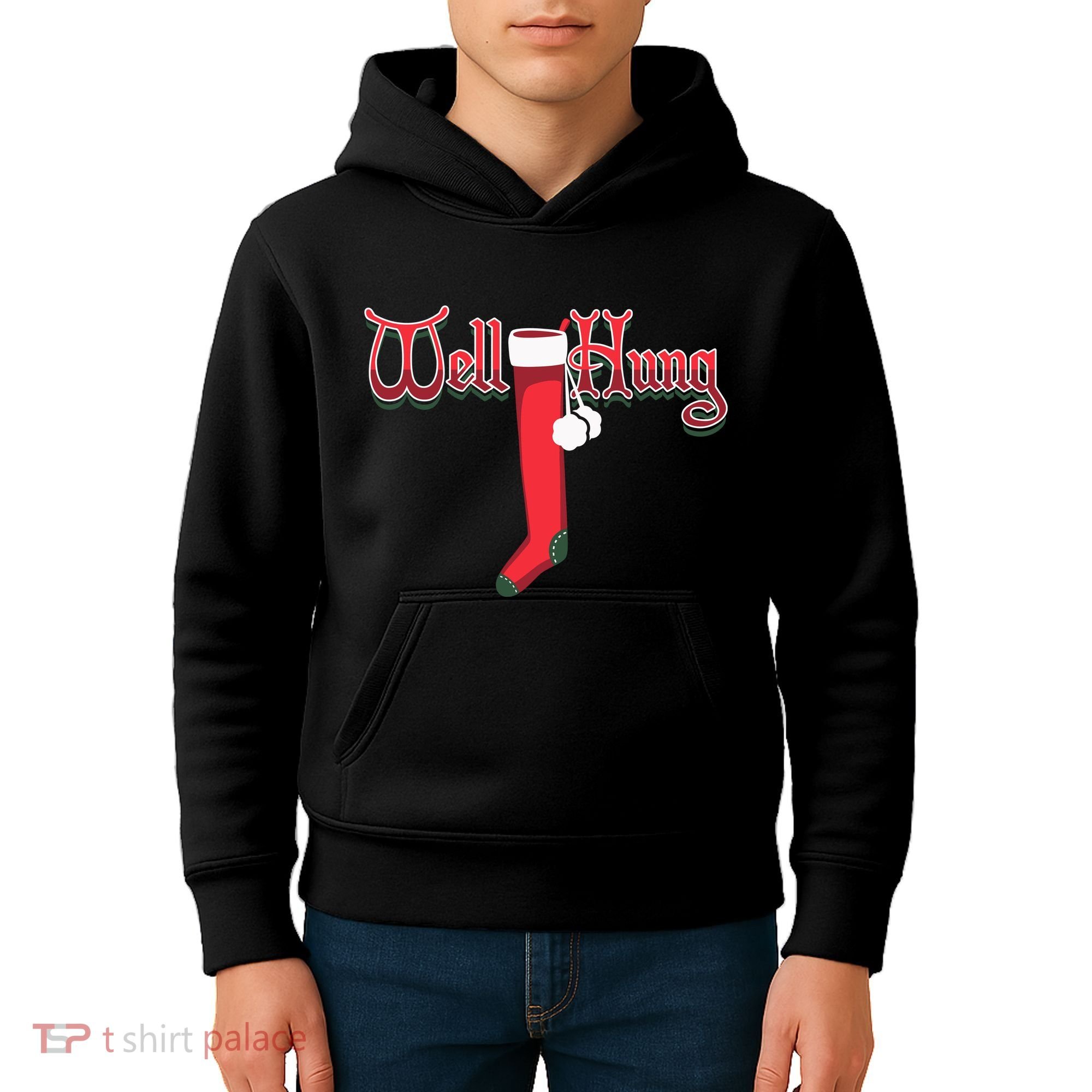 Well Hung Christmas Sock Holiday Season Kids Hoodie