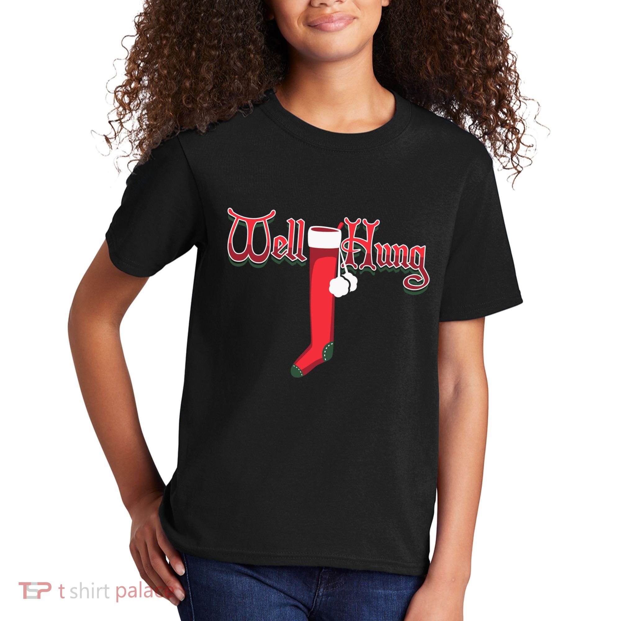 Well Hung Christmas Sock Holiday Season Kids T-Shirt