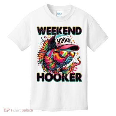 Weekend Hooker Colorful Fishing Kids T-Shirt