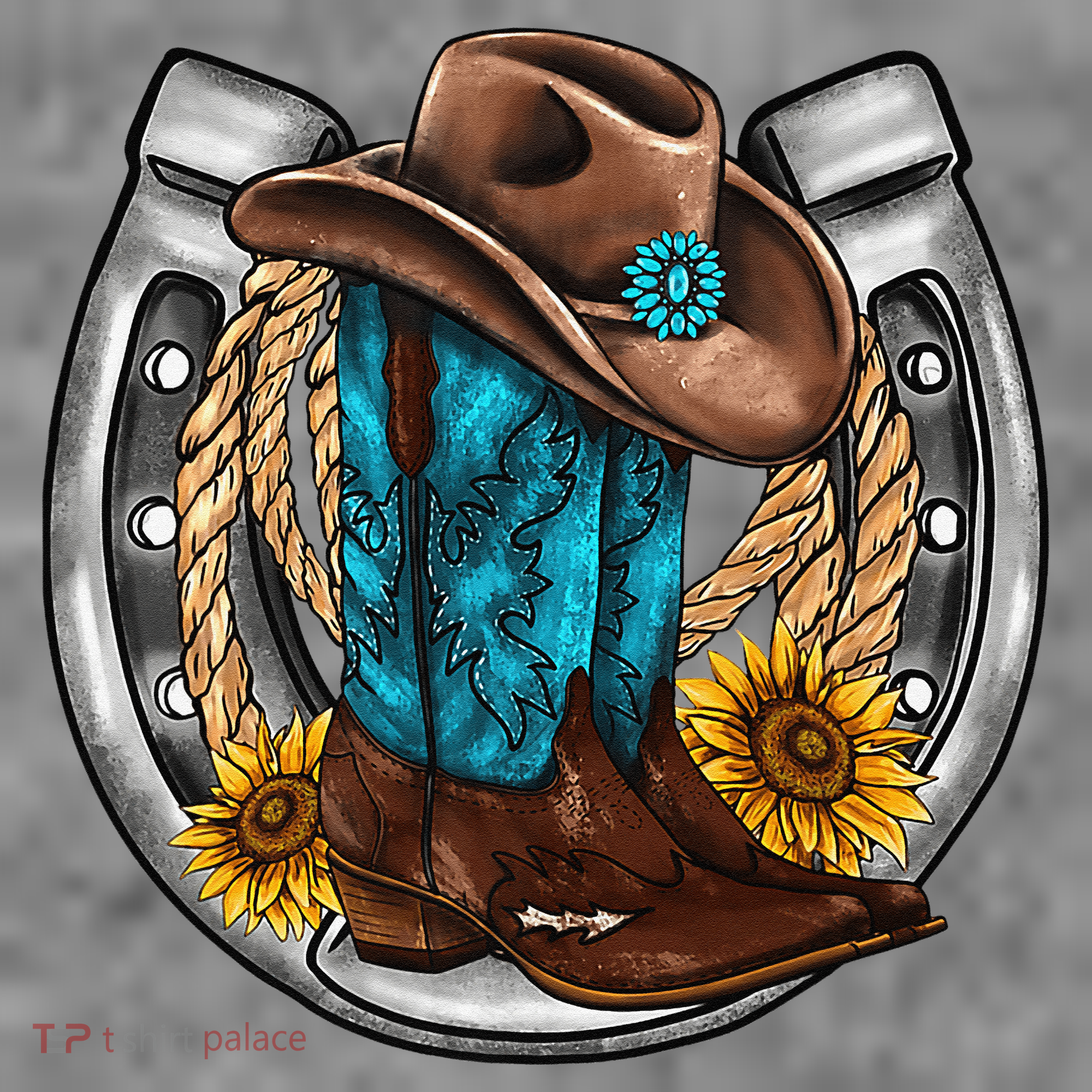 Western Horseshoe Cow Boots Hat Rope Sunflower Rodeo Dad Toddler Hoodie