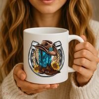 Western Horseshoe Cow Boots Hat Rope Sunflower Rodeo Dad Coffee Mug thumb 3