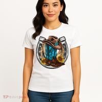 Western Horseshoe Cow Boots Hat Rope Sunflower Rodeo Dad Women's T-Shirt thumb 4