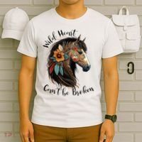 Wild Heart Can't Be Broken Wild Horse Horse Lover Gift T-Shirt thumb 6
