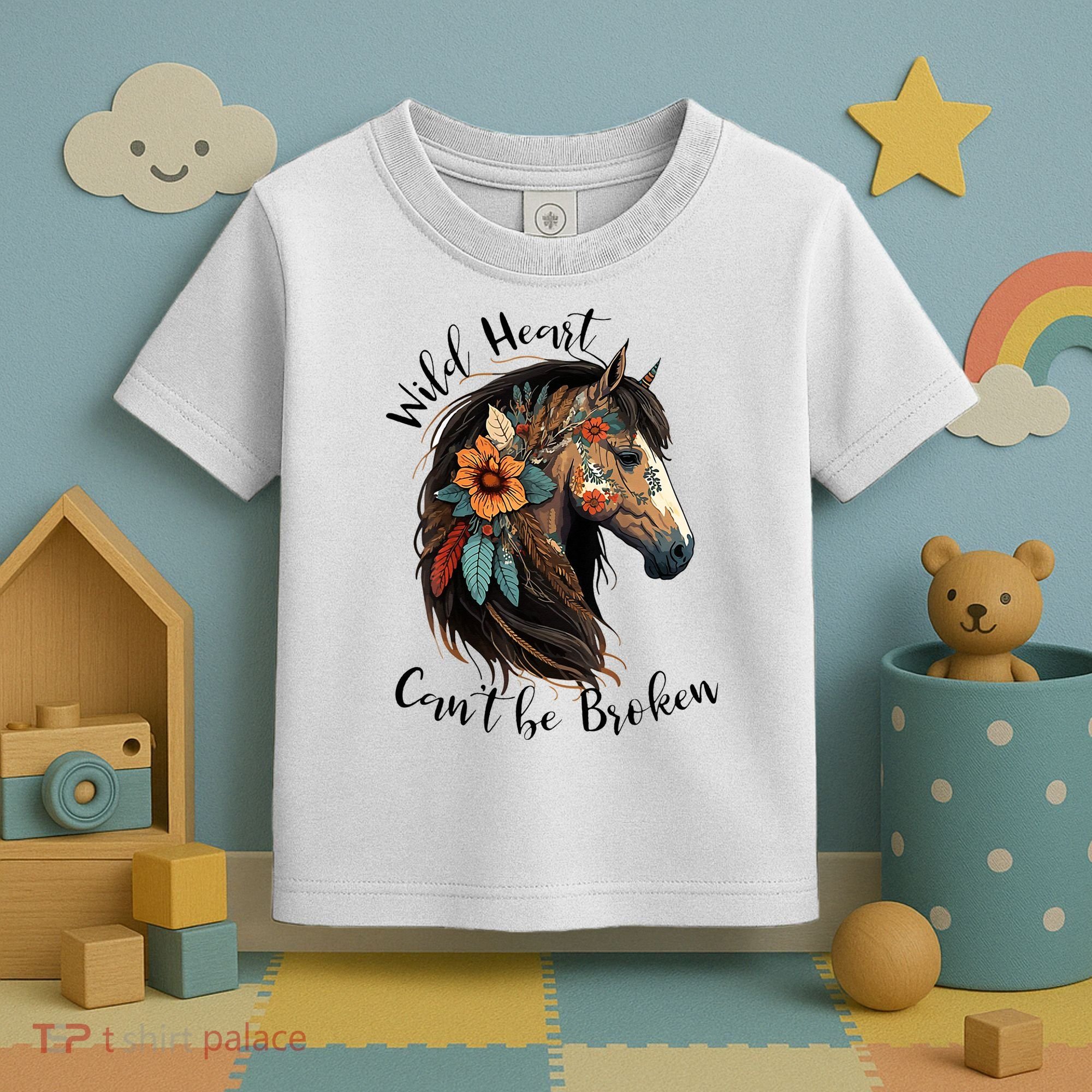 Wild Heart Can't Be Broken Wild Horse Horse Lover Gift Toddler T-Shirt