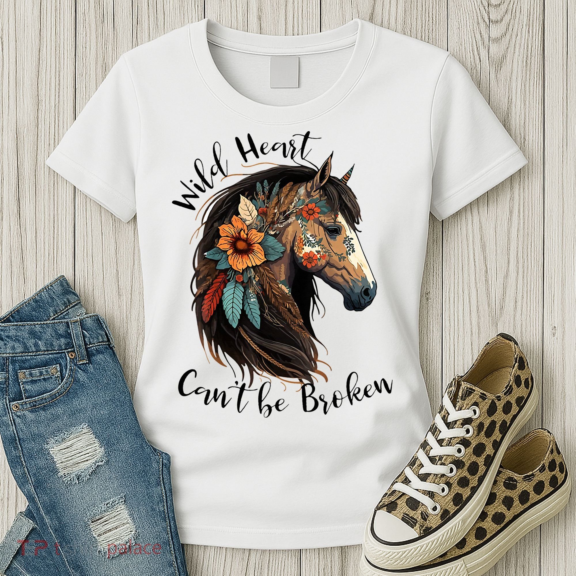 Wild Heart Can't Be Broken Wild Horse Horse Lover Gift Women's T-Shirt