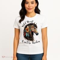 Wild Heart Can't Be Broken Wild Horse Horse Lover Gift Women's T-Shirt thumb 4
