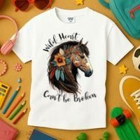Wild Heart Can't Be Broken Wild Horse Horse Lover Gift Kids T-Shirt thumb 3