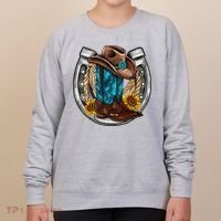 Western Horseshoe Cowboy Boots Hat Rope Sunflower Rodeo Dad Women's Sweatshirt thumb 0