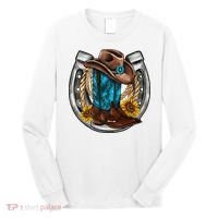 Western Horseshoe Cowboy Boots Hat Rope Sunflower Rodeo Dad Long Sleeve Shirt thumb 0