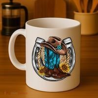 Western Horseshoe Cowboy Boots Hat Rope Sunflower Rodeo Dad Coffee Mug thumb 4