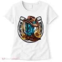 Western Horseshoe Cowboy Boots Hat Rope Sunflower Rodeo Dad Women's T-Shirt thumb 0