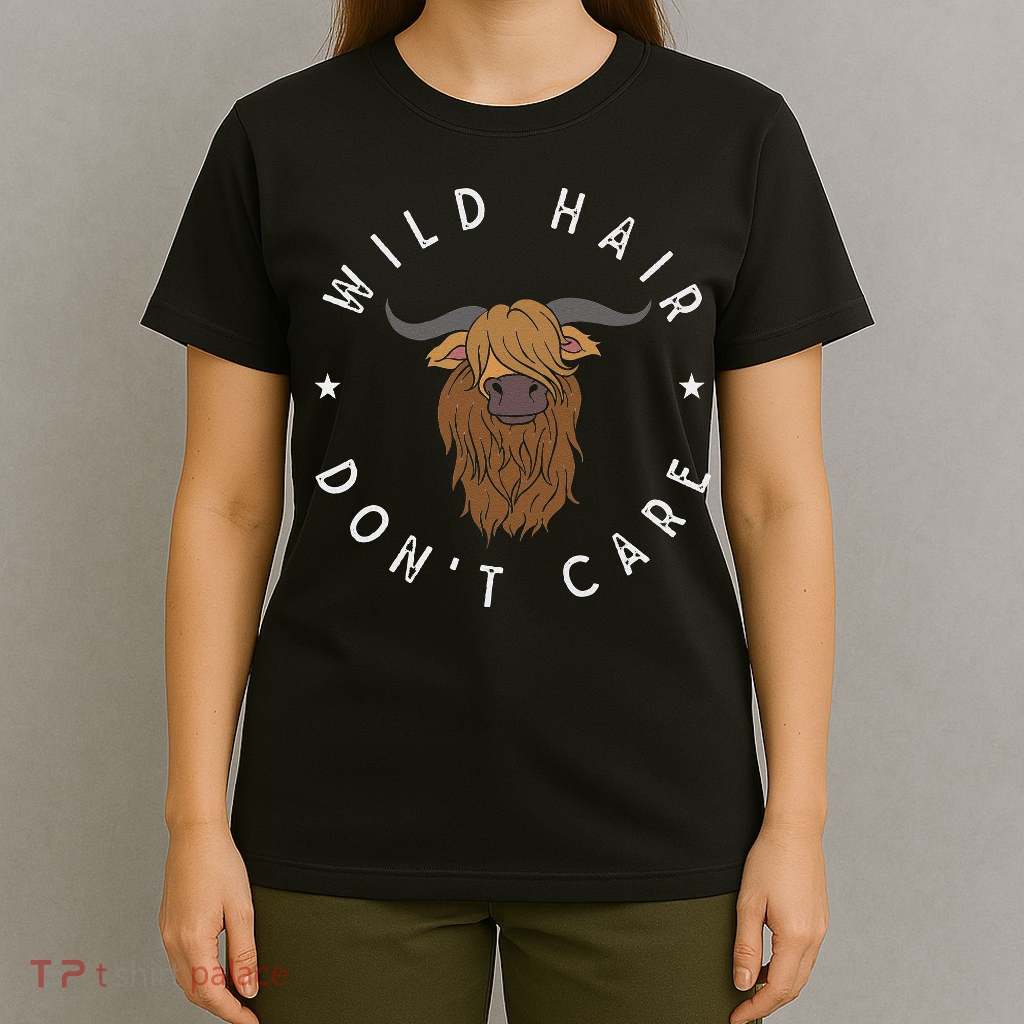 Wild Hair Dont Care Funny Scottish Farmer Gift Highland Cow T-Shirt