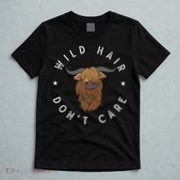 Wild Hair Dont Care Funny Scottish Farmer Gift Highland Cow T-Shirt thumb 5