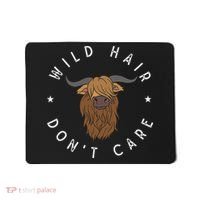 Wild Hair Dont Care Funny Scottish Farmer Gift Highland Cow Mousepad thumb 0