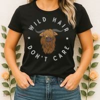 Wild Hair Dont Care Funny Scottish Farmer Gift Highland Cow Women's T-Shirt thumb 2