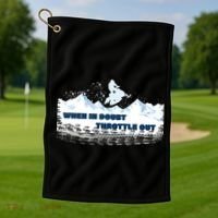When In Doubt Throttle Out Snowmobiling Golf Towel thumb 1