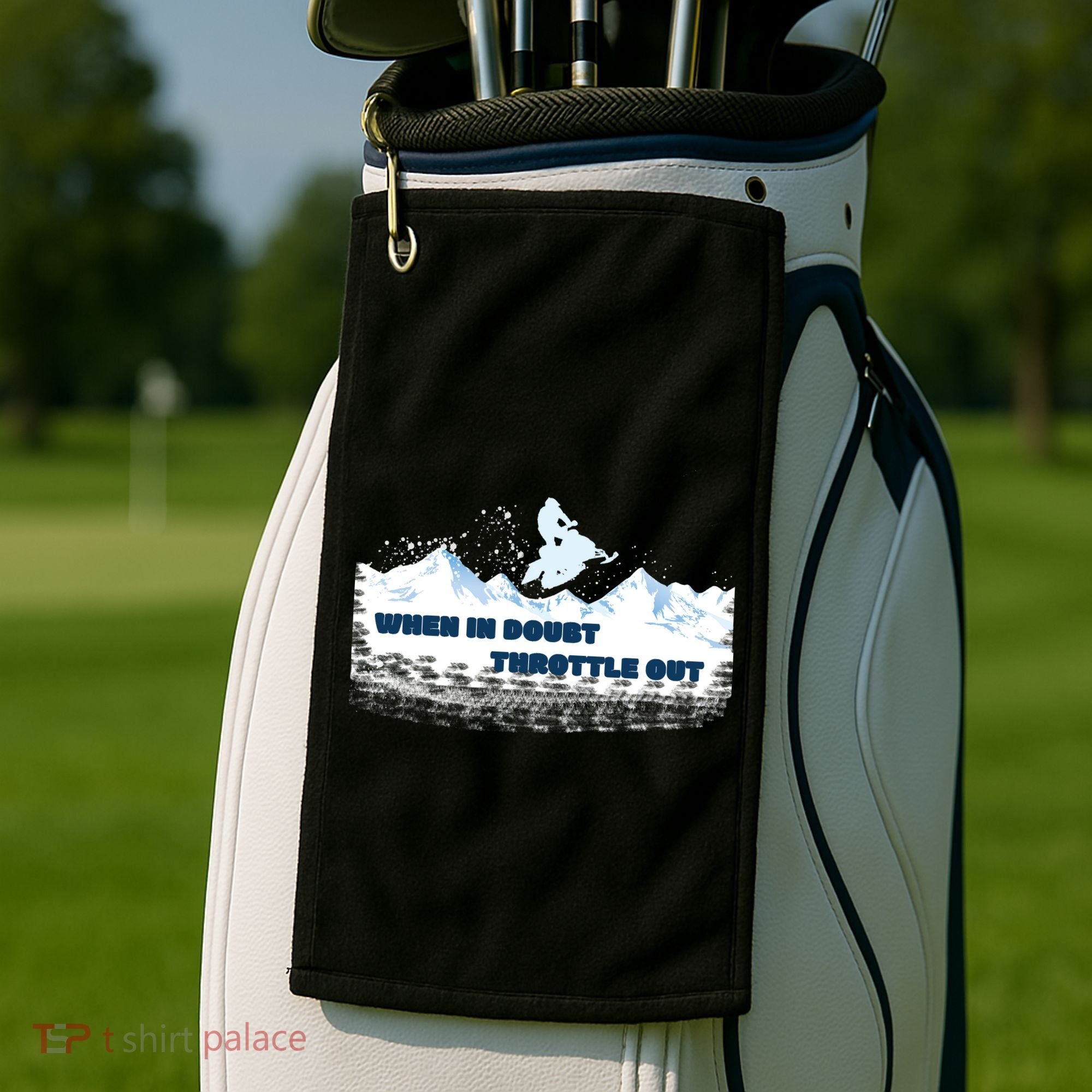 When In Doubt Throttle Out Snowmobiling Golf Towel